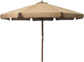 Outdoor Garden Umbrella with Wooden Pole, 129.9" Diameter, Easy Assembly with Double Pulley System, Weather-Resistant Anti-Fade Polyester, in Green