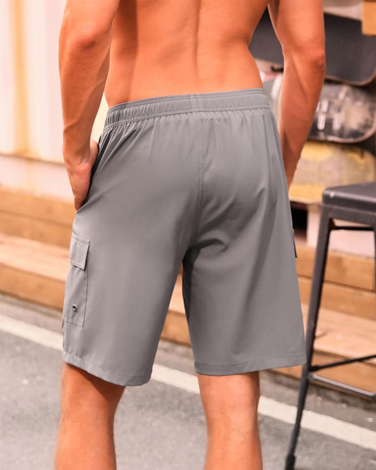 Men's Swim Trunks with Compression Liner Quick Dry Bathing Suits 9 Inch Swimming Shorts with Cargo Pockets