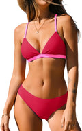 Bikini Set for Women Two Piece Swimsuits V Neck Low Rise Crisscross Back Self Tie Spaghetti Straps