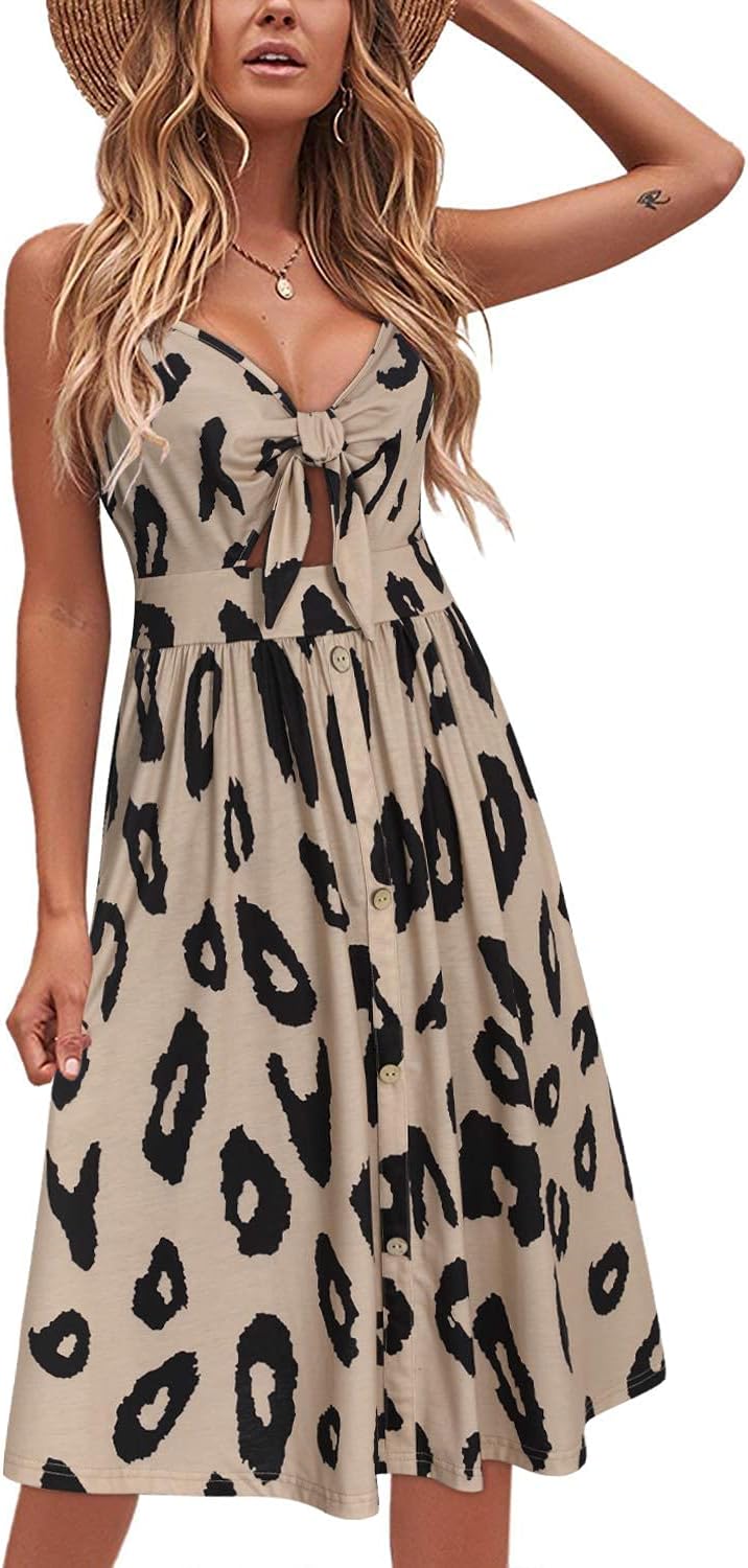 Women's Summer Dresses Spring Sundresses Beach Clothes Outfit Vacation  V Neck Casual Tropical Resort Hawaiian