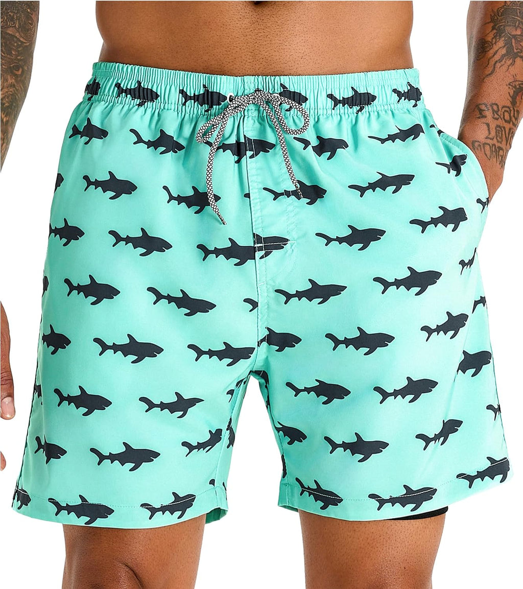 Men's Swim Trunks with Compression Liner 5 Inch Bathing Suit Beach Swimsuits